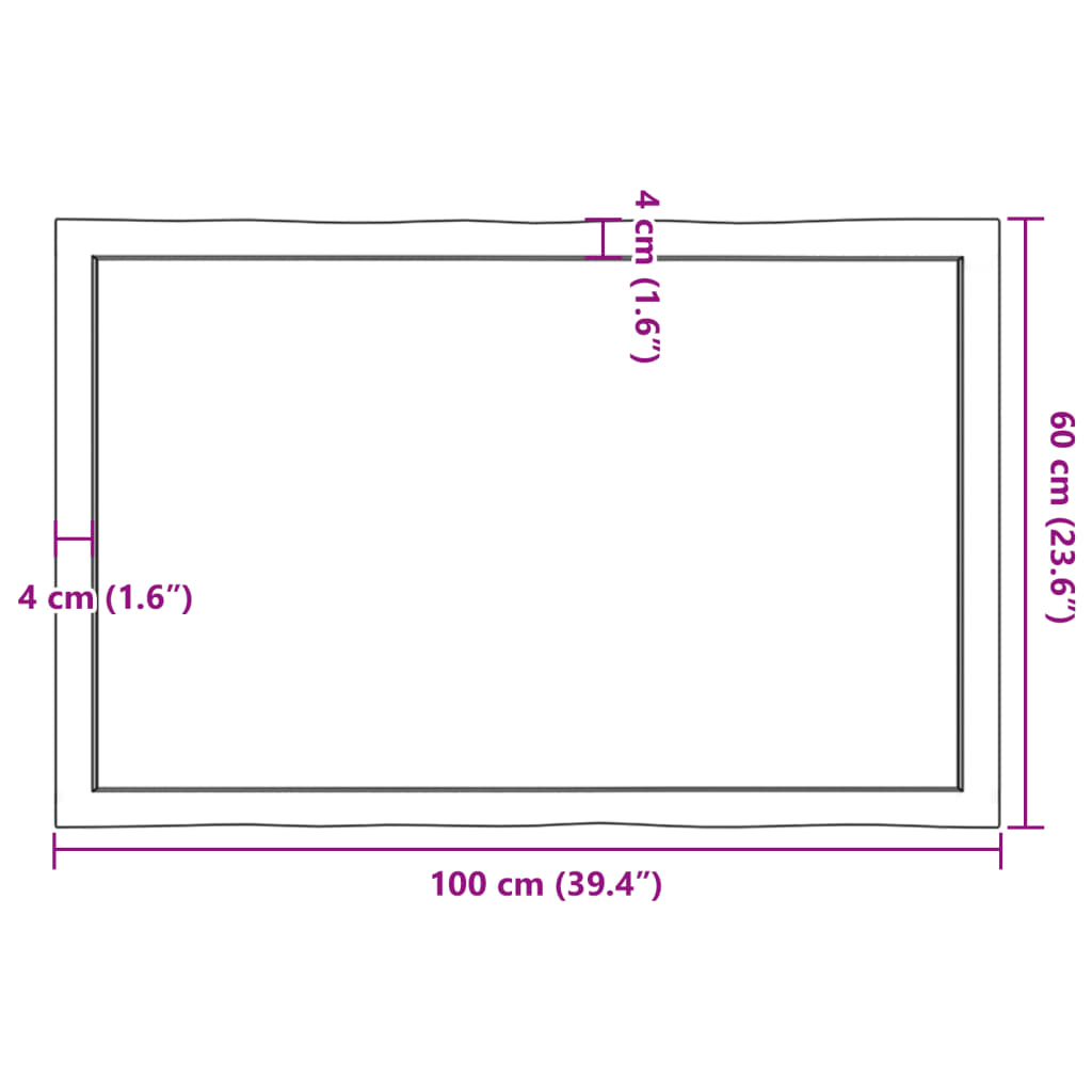 Stolna ploča svjetlosmeđa 100x60x(2-4) cm obrađena hrastovina