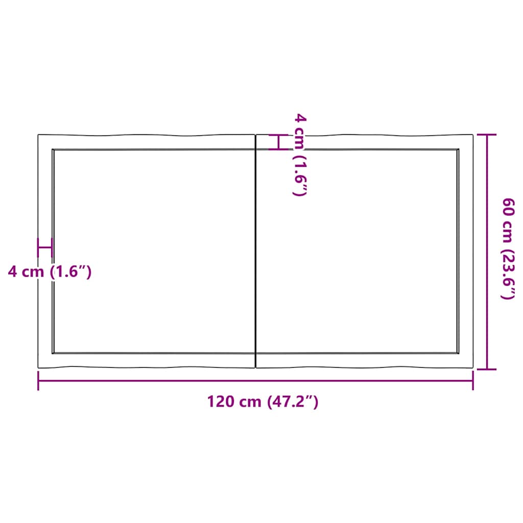Stolna ploča svjetlosmeđa 120x60x(2-6) cm obrađena hrastovina