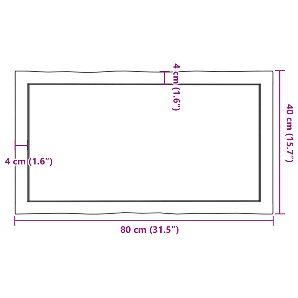 Stolna ploča tamnosmeđa 80x40x(2-4) cm obrađena hrastovina