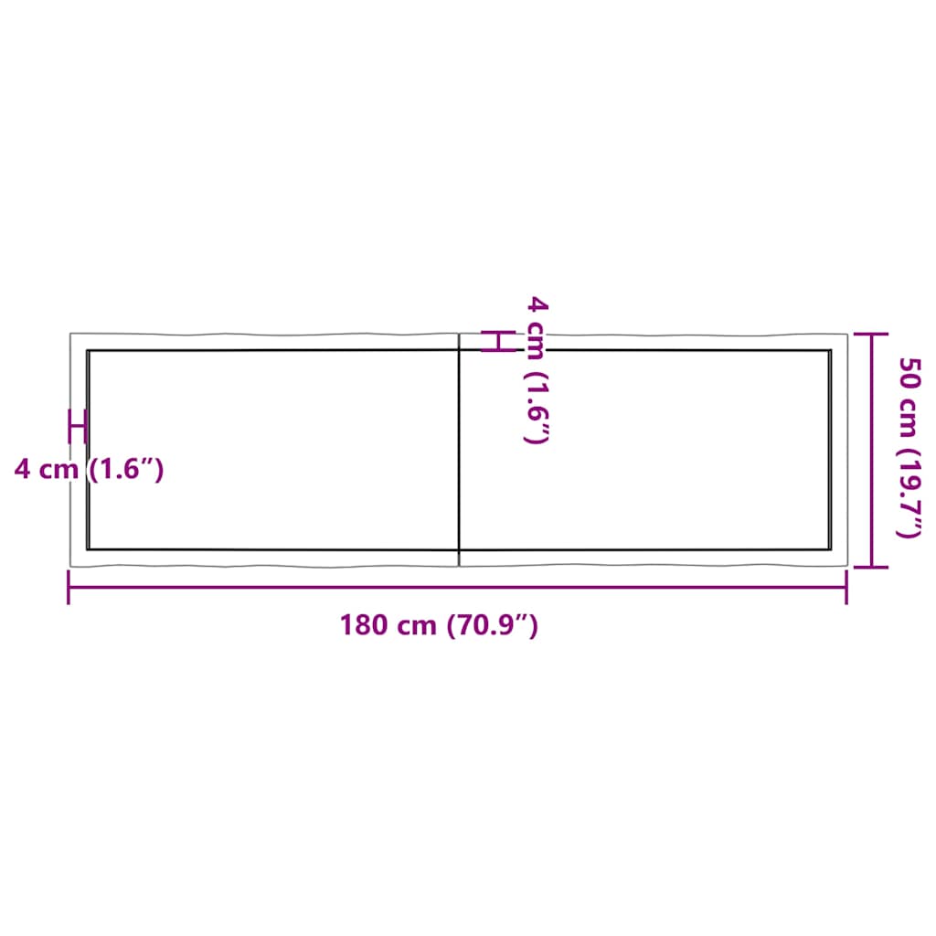 Stolna ploča tamnosmeđa 180x50x(2-6) cm obrađena hrastovina