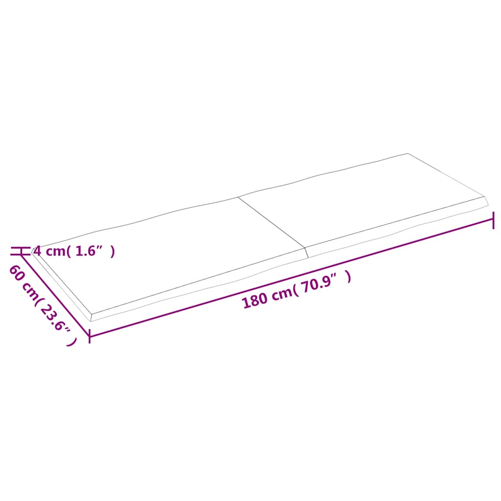 Stolna ploča tamnosmeđa 180x60x(2-4) cm obrađena hrastovina
