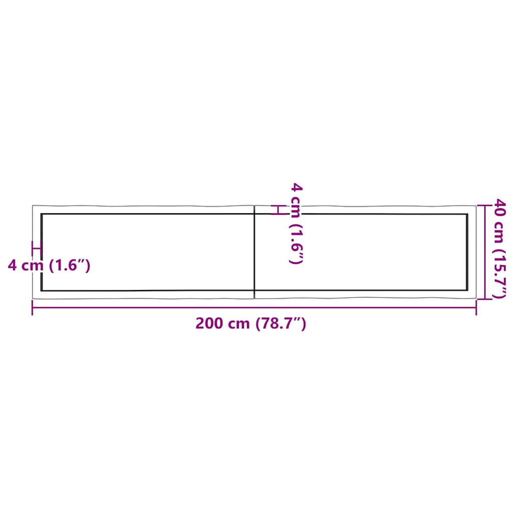 Stolna ploča tamnosmeđa 200x40x(2-4) cm obrađeno masivno drvo