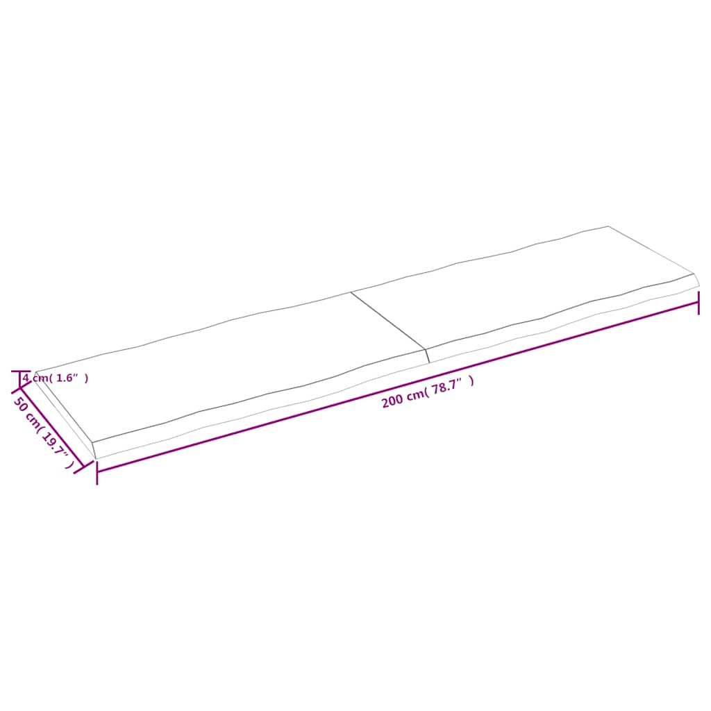 Stolna ploča tamnosmeđa 200x50x(2-4) cm obrađena hrastovina