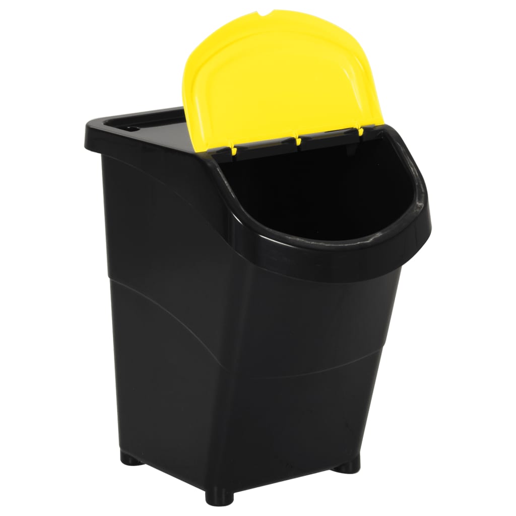 Složive kante za otpad s poklopcima 3 kom crne PP 120 L