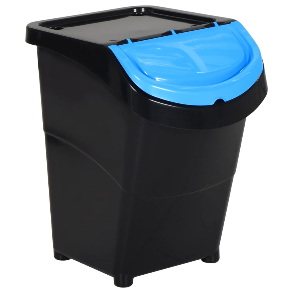 Složive kante za otpad s poklopcima 3 kom crne PP 120 L
