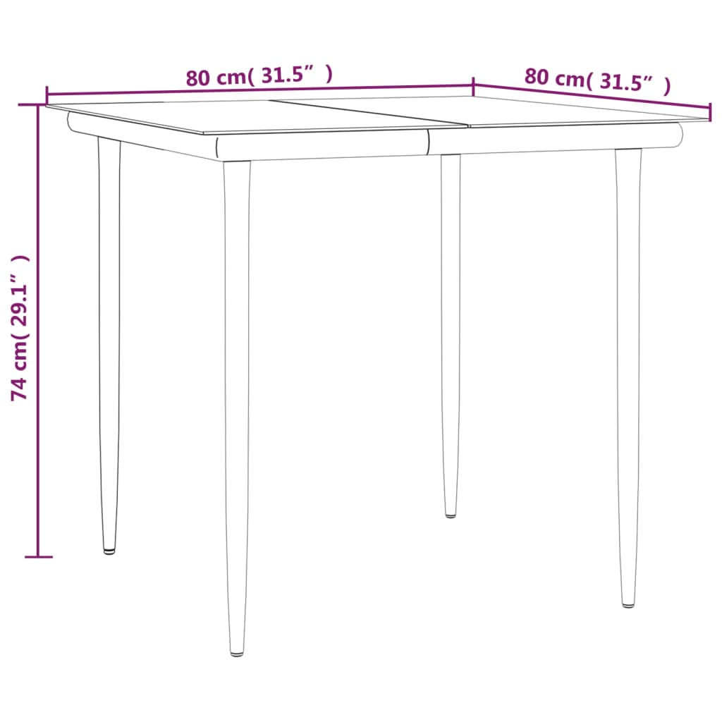 5-dijelni vrtni blagovaonski set od poliratana crni