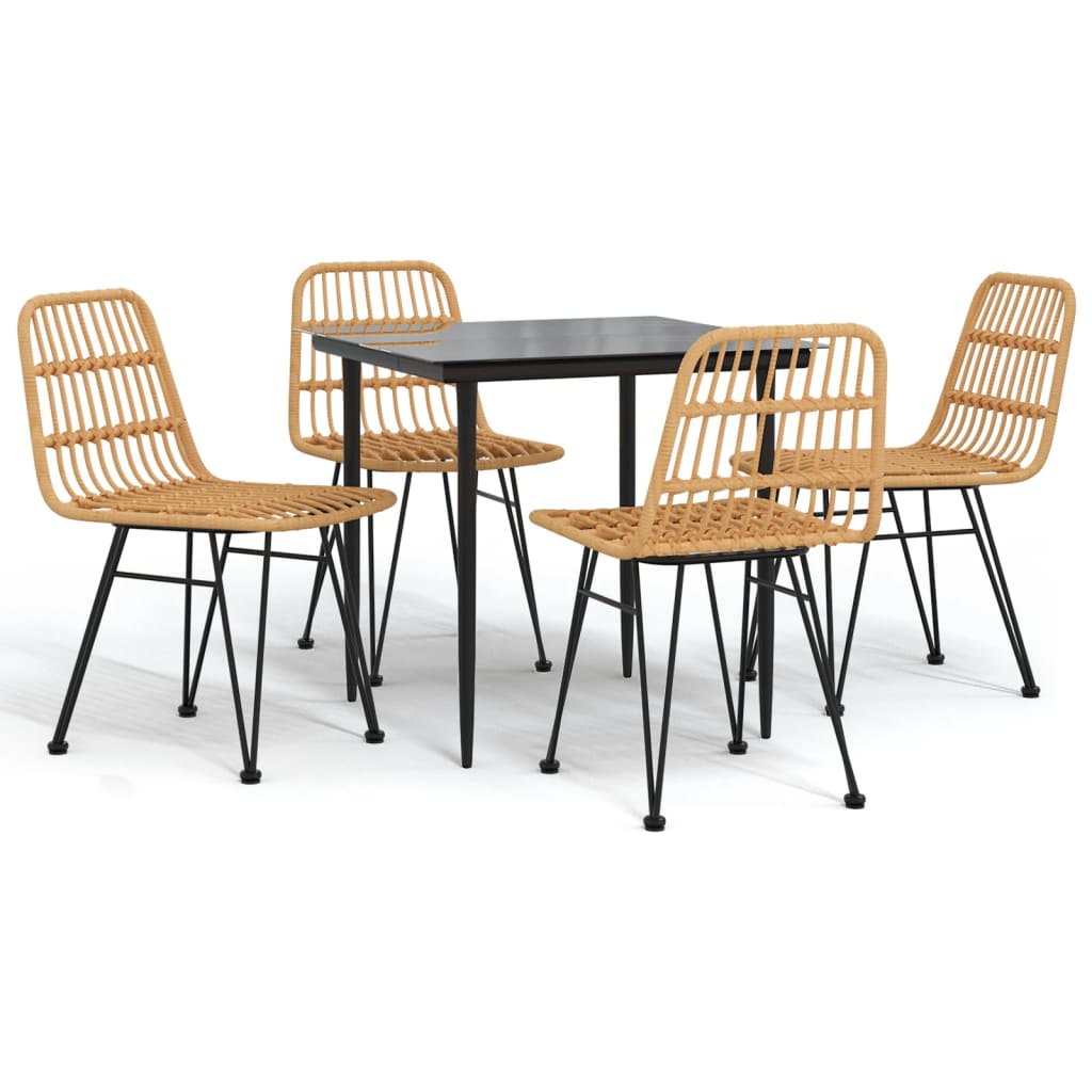 5-dijelni vrtni blagovaonski set od poliratana Smeđa Dužina stola 80 cm