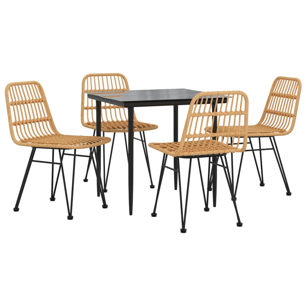 5-dijelni vrtni blagovaonski set od poliratana Smeđa Dužina stola 80 cm