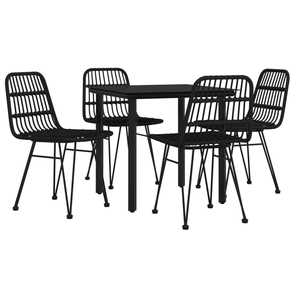 5-dijelni vrtni blagovaonski set od poliratana crni Crna Dužina stola 80 cm