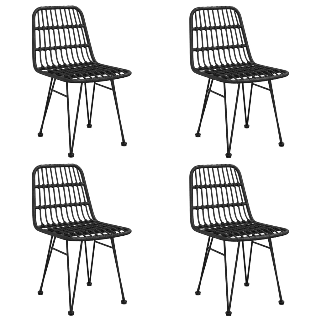 5-dijelni vrtni blagovaonski set od poliratana crni Crna Dužina stola 80 cm