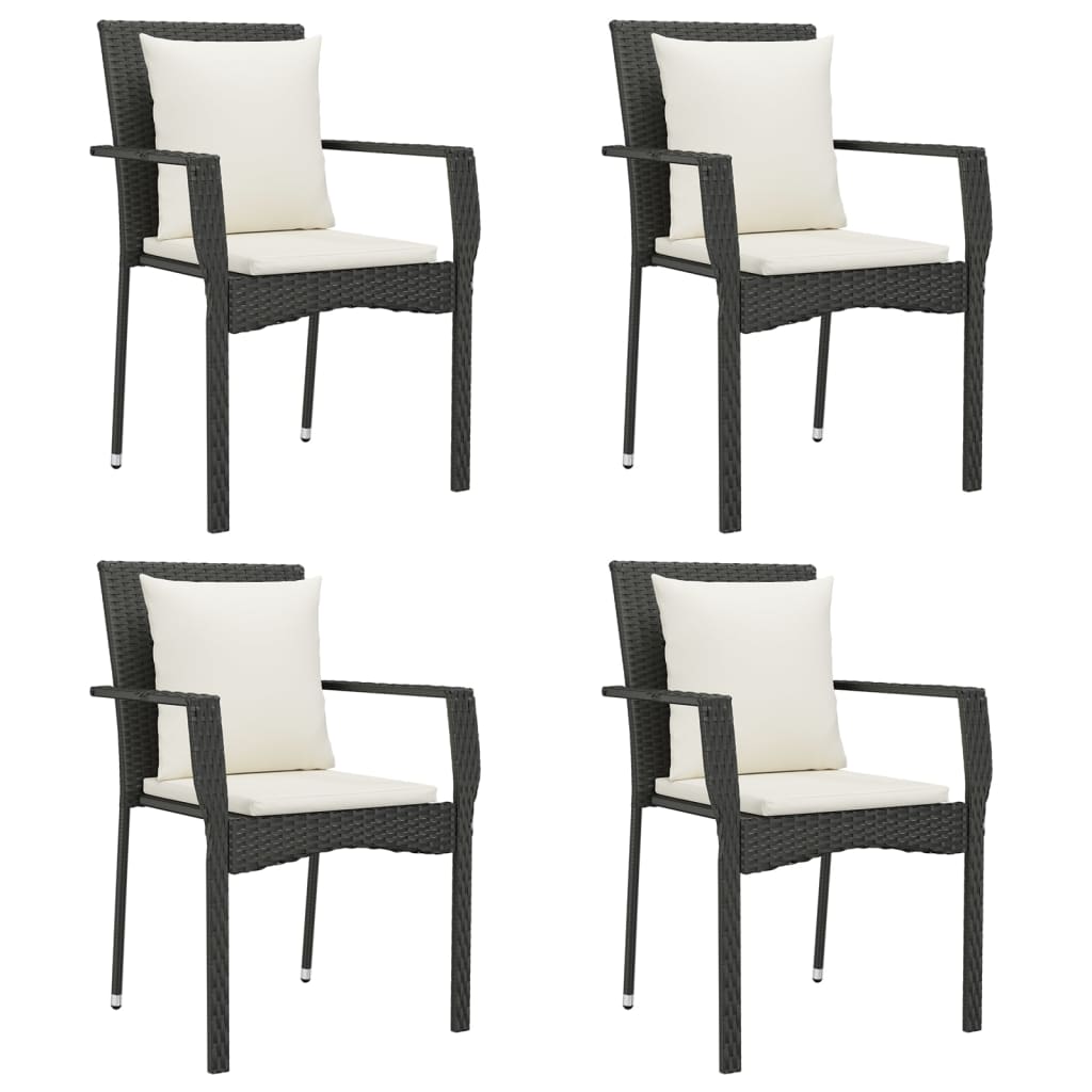 5-dijelni vrtni blagovaonski set s jastucima od poliratana crni
