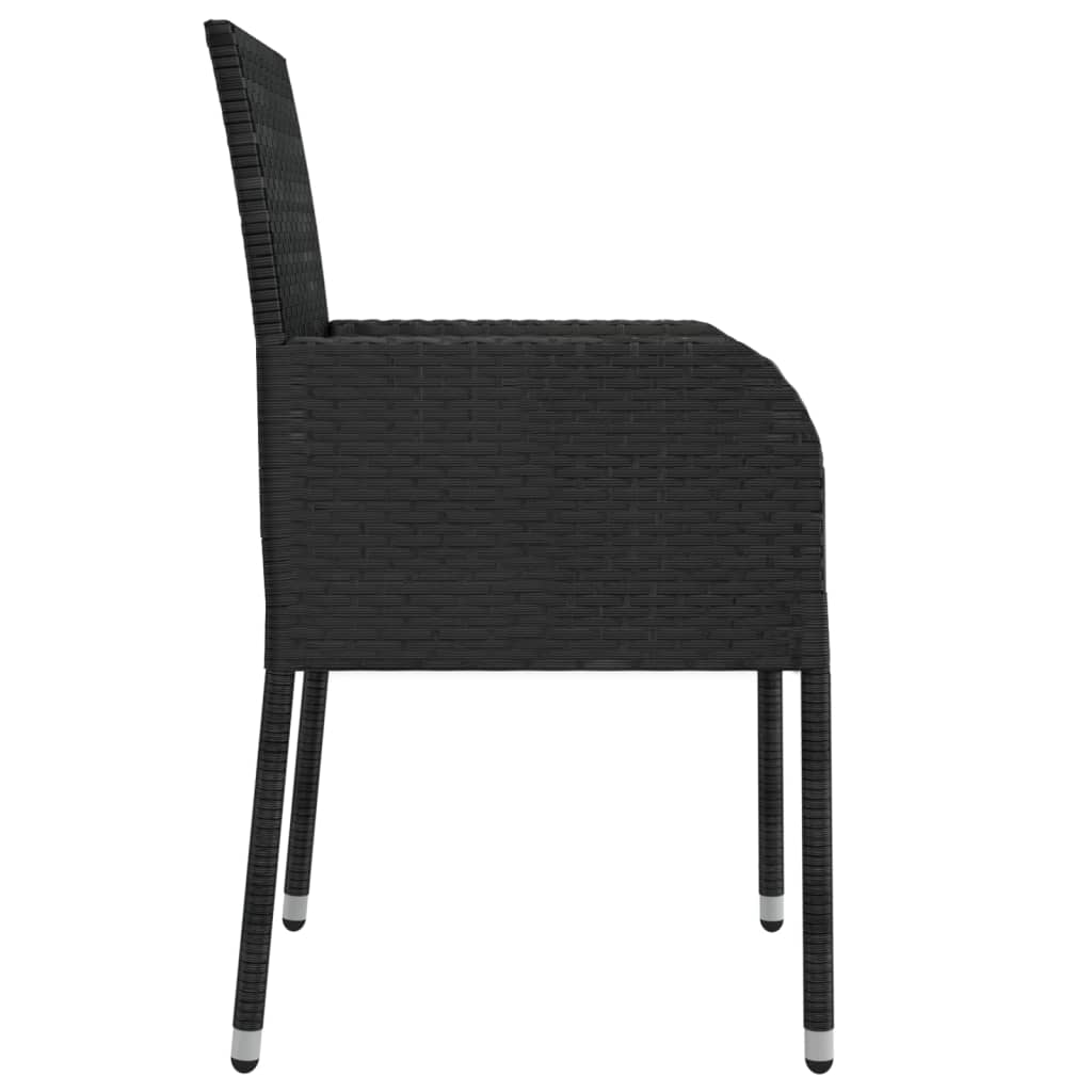 9-dijelni vrtni blagovaonski set s jastucima crni od poliratana