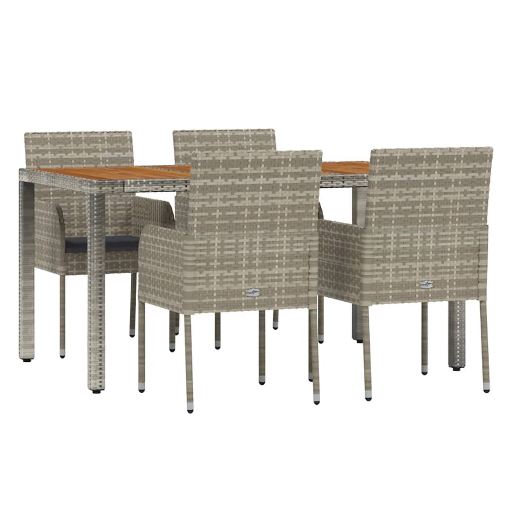 5-dijelni vrtni blagovaonski set sivi od poliratana Siva Dužina stola 150 cm