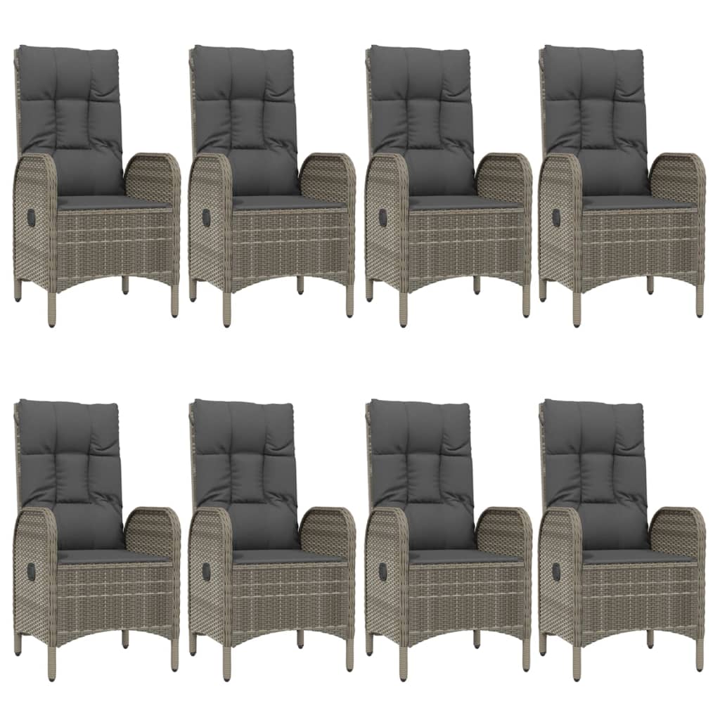 9-dijelni vrtni blagovaonski set crno-sivi od poliratana