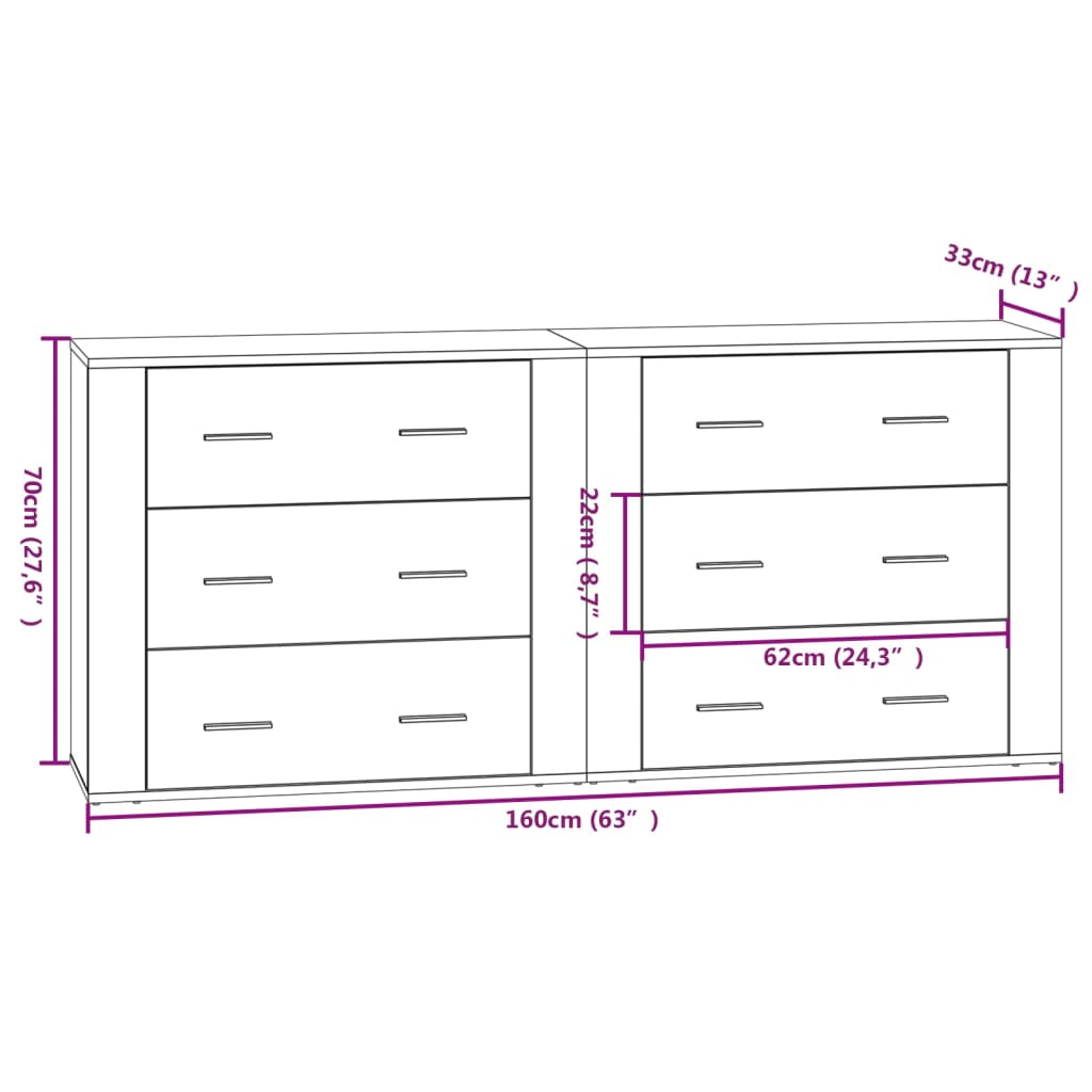 Komode bijele 2 kom od konstruiranog drva