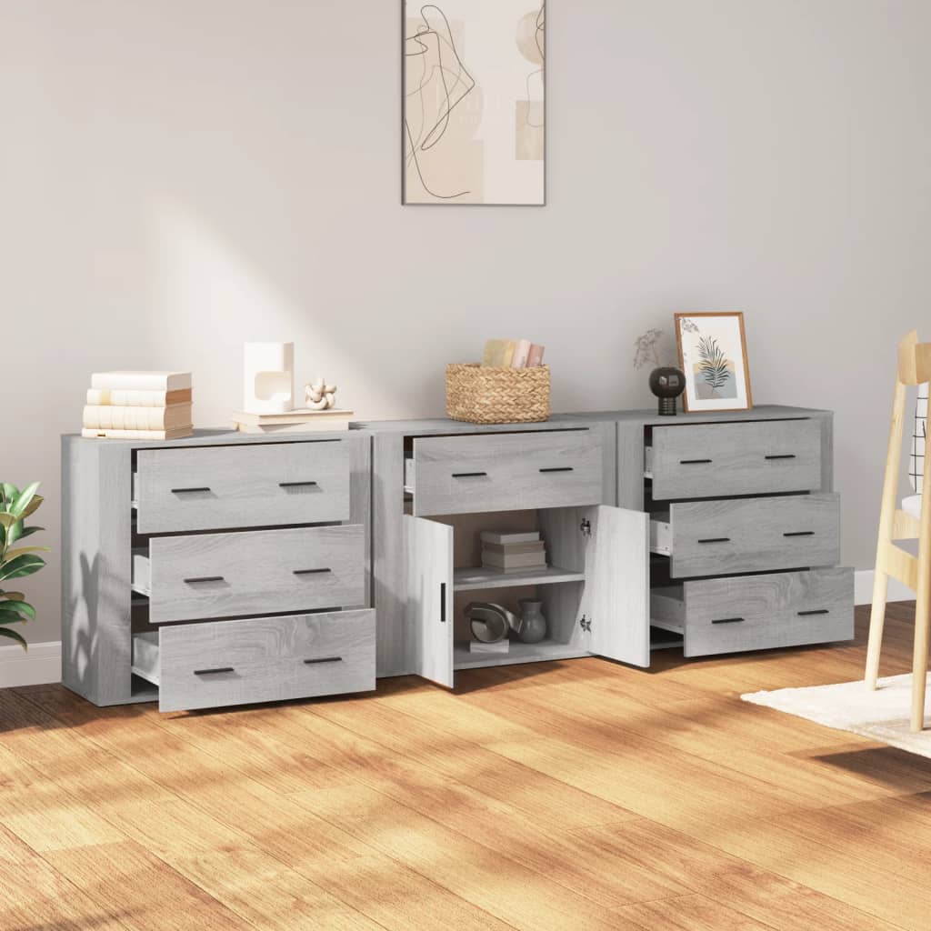 Komode 3 kom boja hrasta sonome od konstruiranog drva