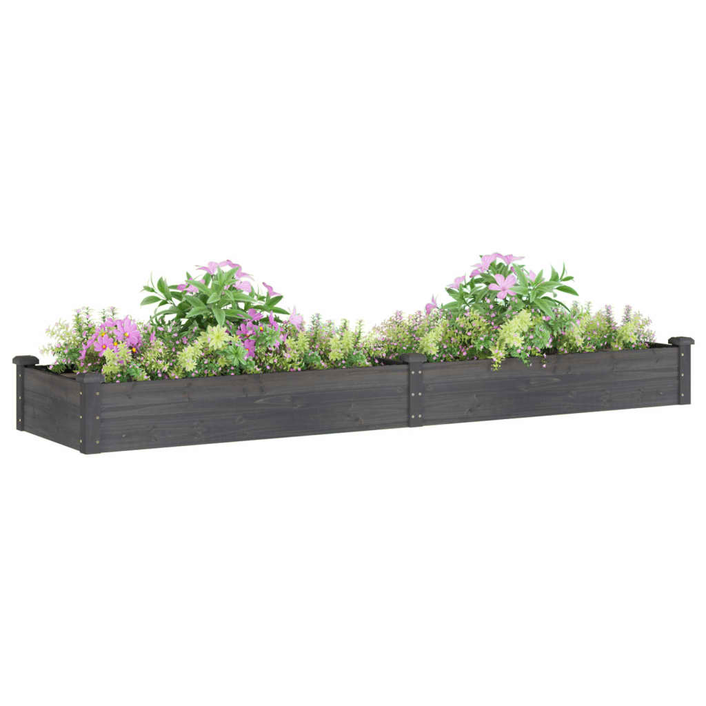 Povišena vrtna gredica s oblogom siva 240x60x25 cm od jelovine