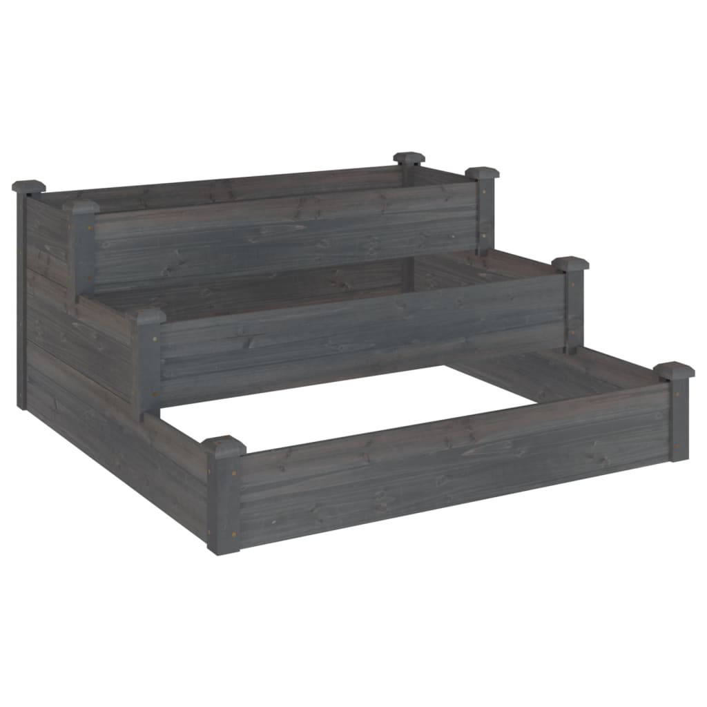 Povišena vrtna gredica siva 120 x 120 x 56 cm masivna jelovina