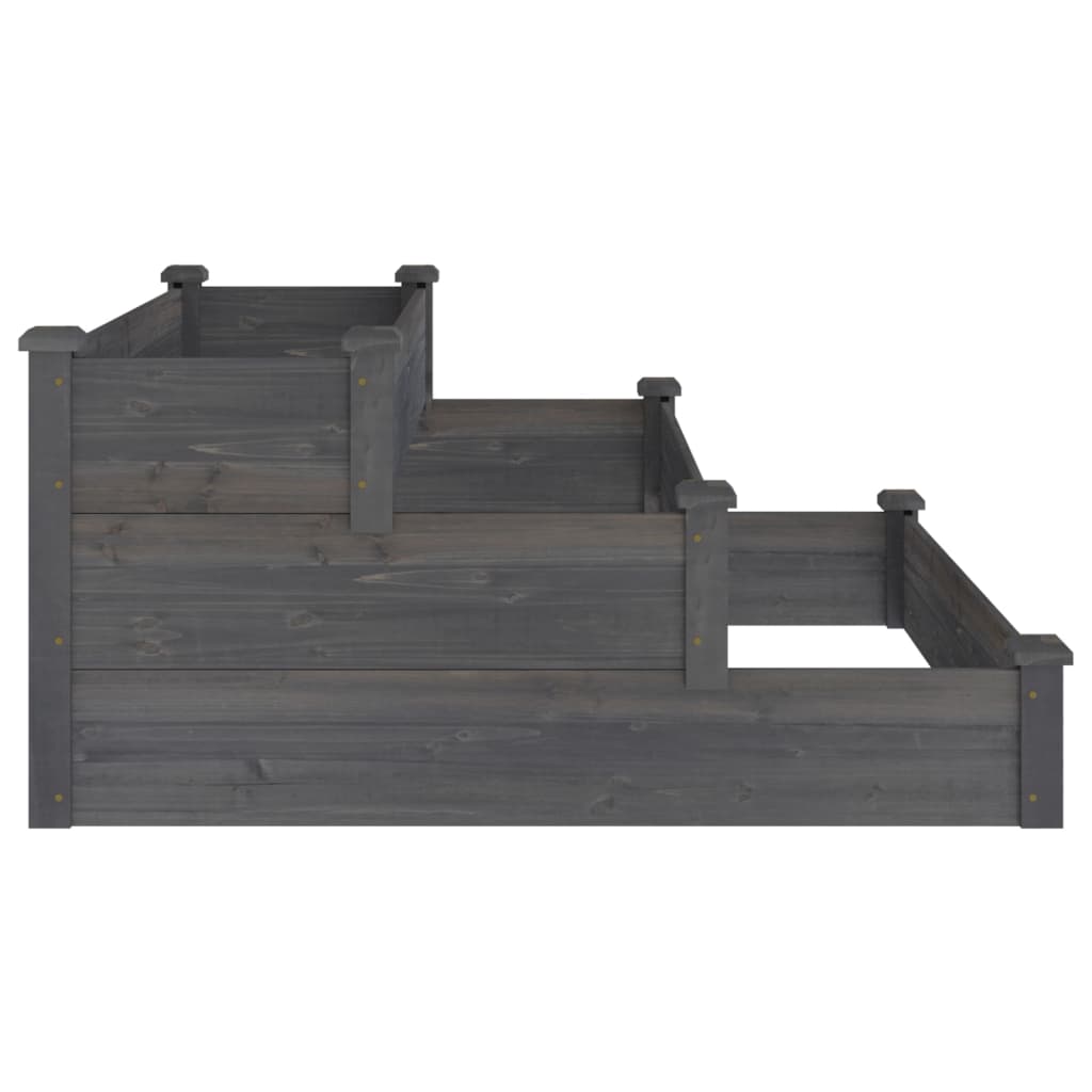 Povišena vrtna gredica siva 120 x 120 x 56 cm masivna jelovina
