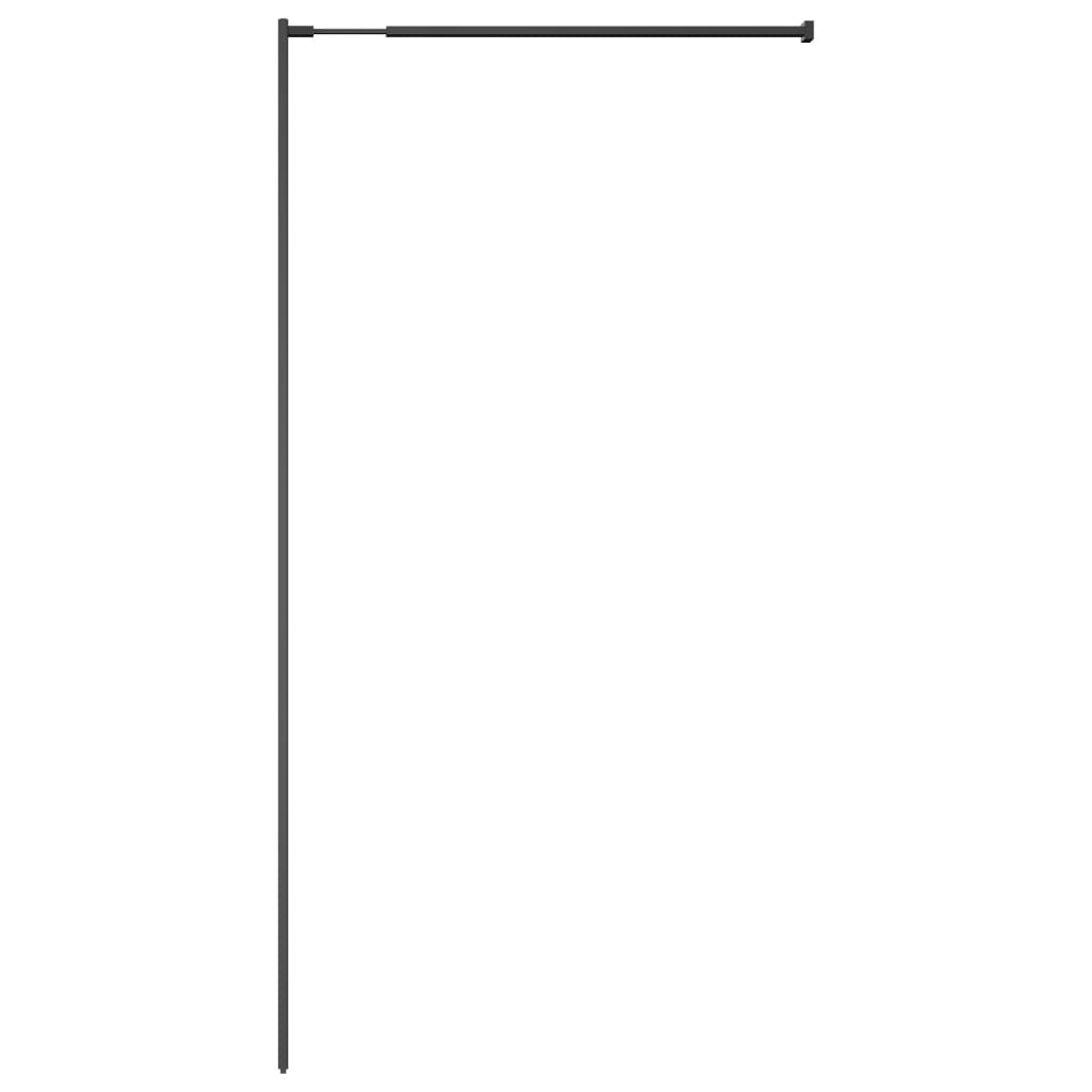Pregrada za tuš s policom crna 80 x 195 cm s mutnim staklom ESG