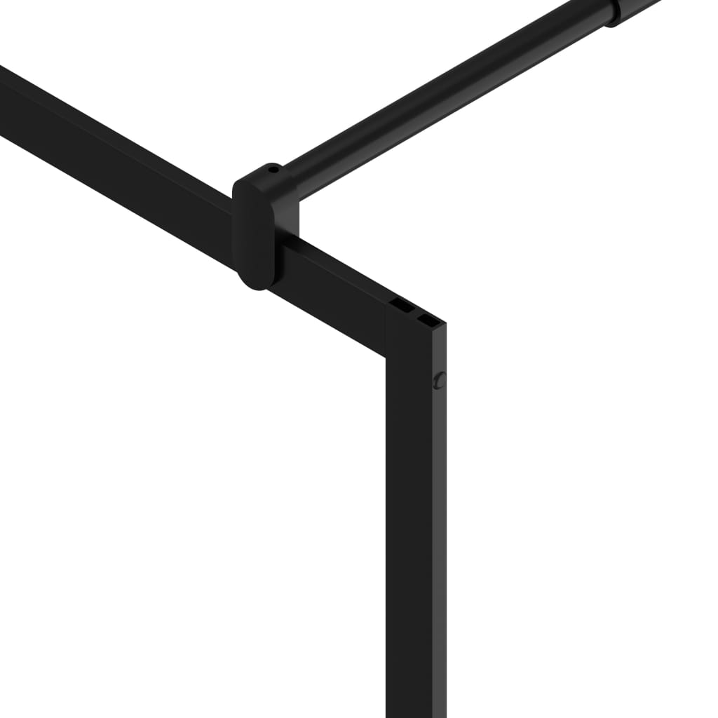 Pregrada za tuš s policom crna 80 x 195 cm s mutnim staklom ESG