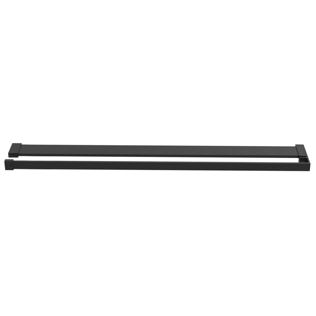 Pregrada za tuš s policom crna 90x195 cm staklo ESG i aluminij