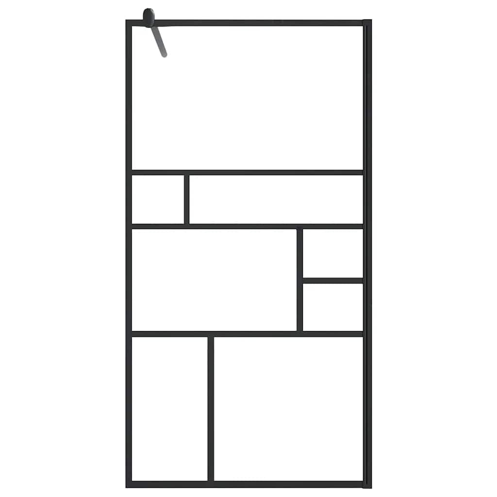 Pregrada za tuš s policom crna 90x195 cm staklo ESG i aluminij