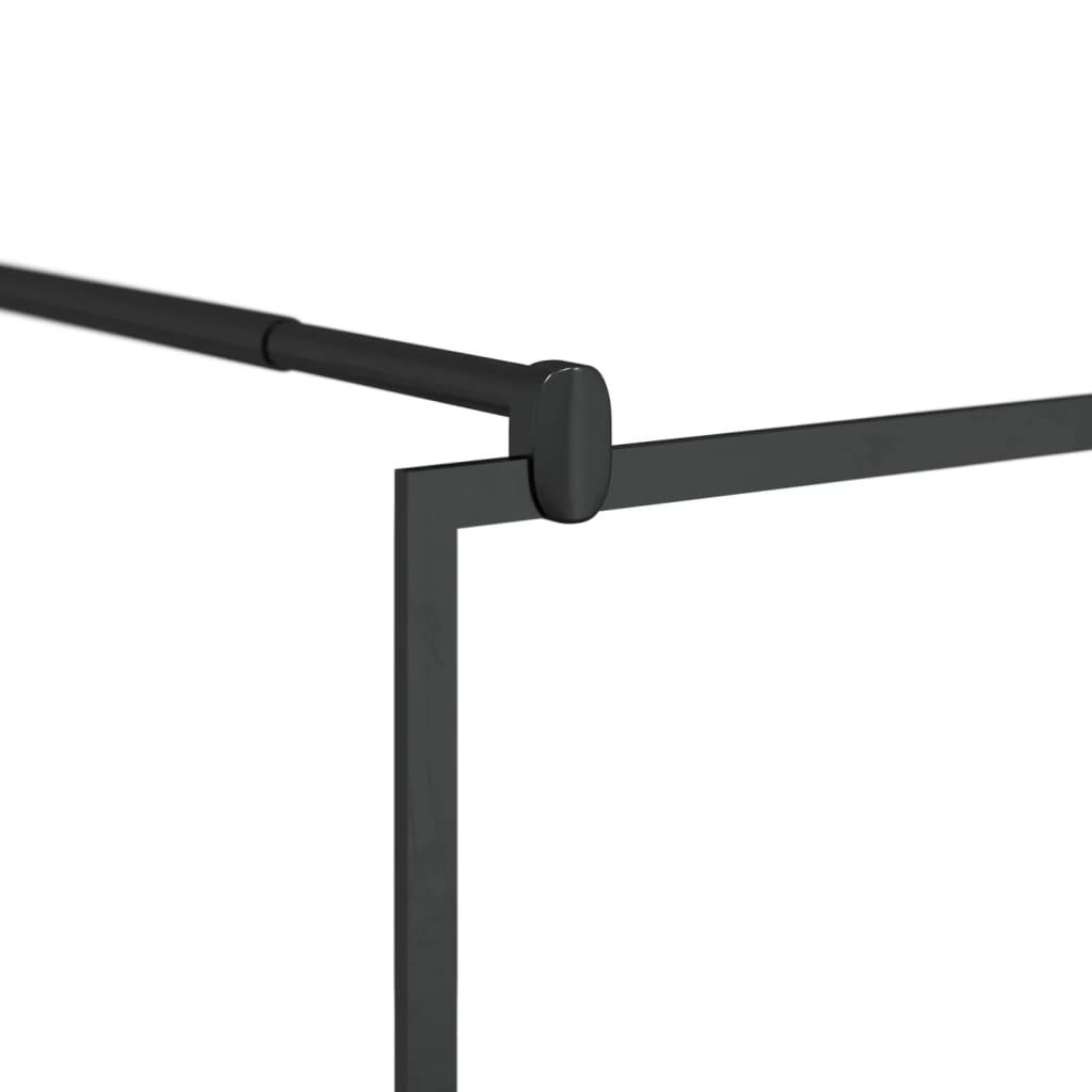 Pregrada za tuš s policom crna 90x195 cm staklo ESG i aluminij