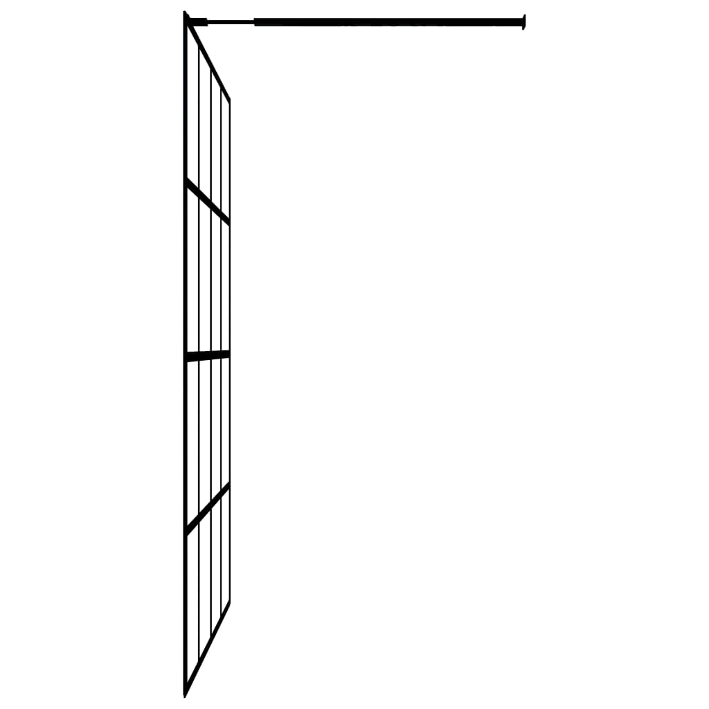Pregrada za tuš s policom crna 118x190 cm staklo ESG i aluminij