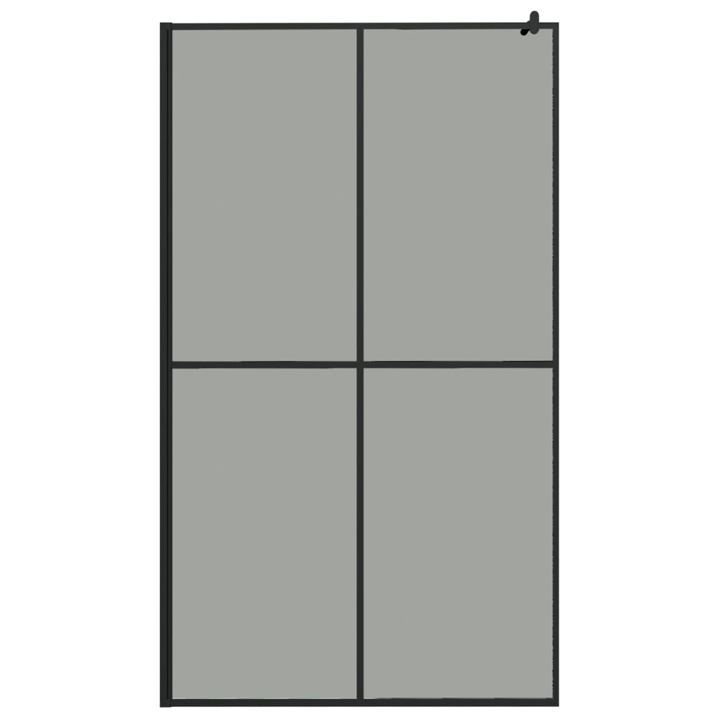 Pregrada za tuš s policom crna 118x190 cm staklo ESG i aluminij