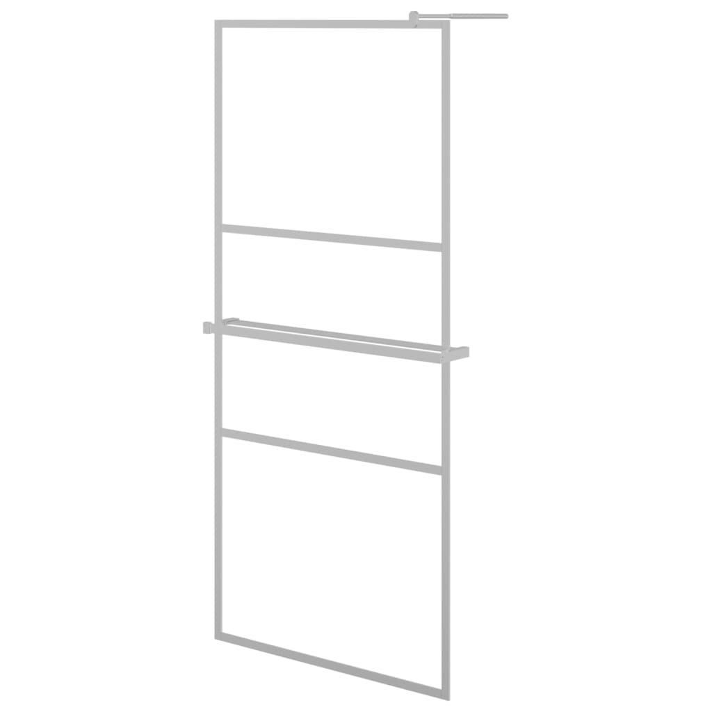 Pregrada za tuš s policom krom 80x195 cm staklo ESG i aluminij