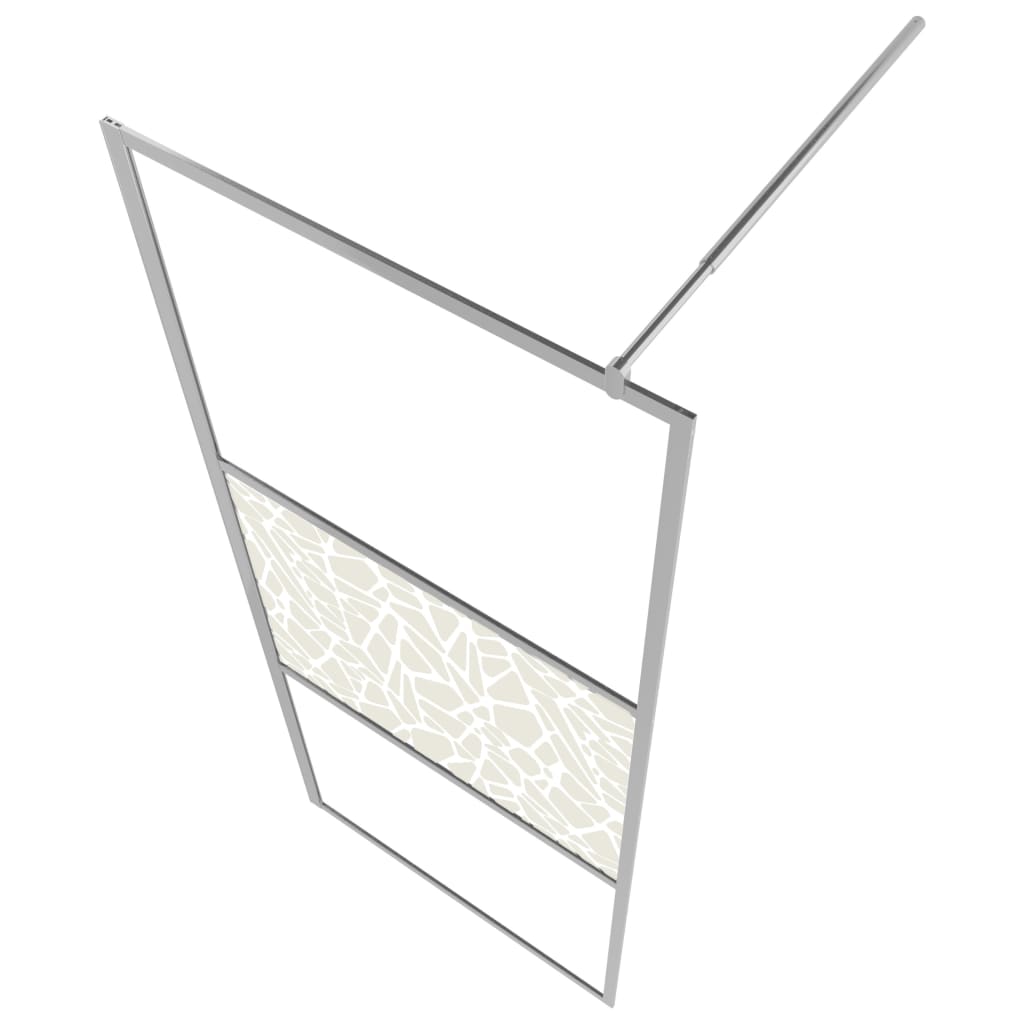 Pregrada za tuš s policom krom 115x195 cm staklo ESG i aluminij