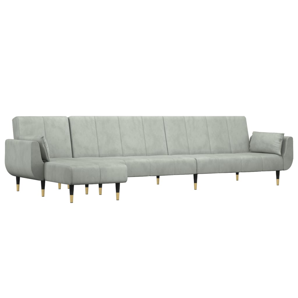 Kutna garnitura na razvlačenje svjetlosiva 275x140x70 cm baršun