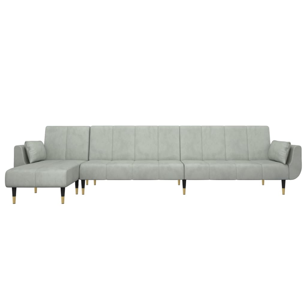 Kutna garnitura na razvlačenje svjetlosiva 275x140x70 cm baršun