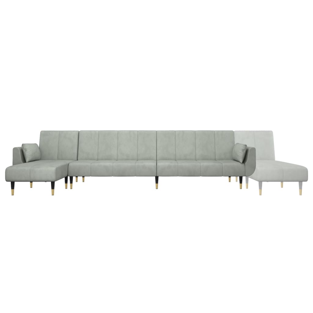 Kutna garnitura na razvlačenje svjetlosiva 275x140x70 cm baršun