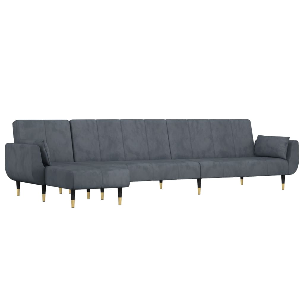 Kutna garnitura na razvlačenje tamnosiva 275x140x70 cm baršun