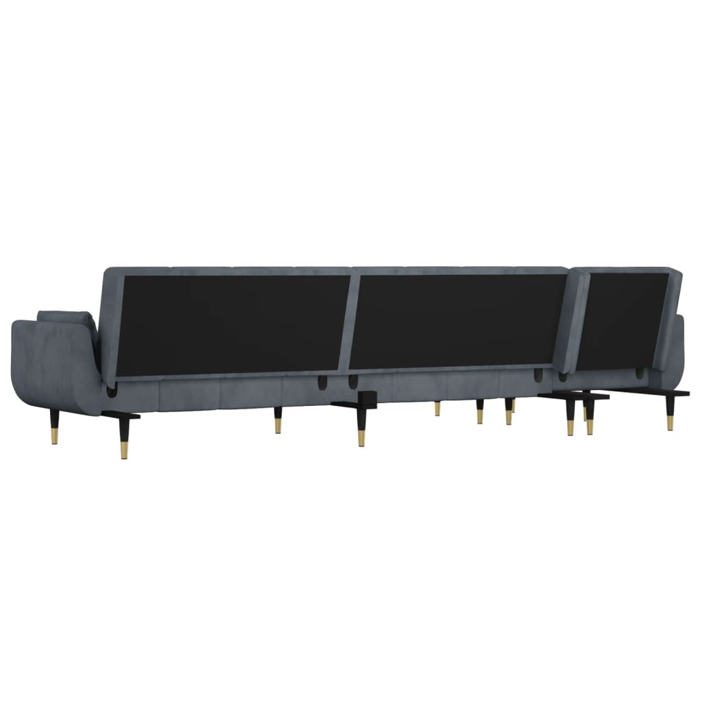 Kutna garnitura na razvlačenje tamnosiva 275x140x70 cm baršun