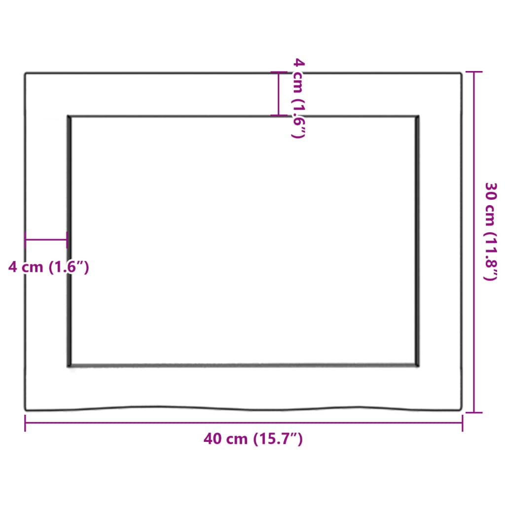 Kupaonska radna ploča 40x30x(2-6) cm netretirano masivno drvo