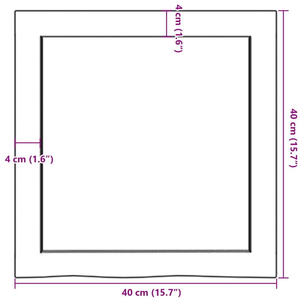 Kupaonska radna ploča 40x40x(2-6) cm netretirano masivno drvo