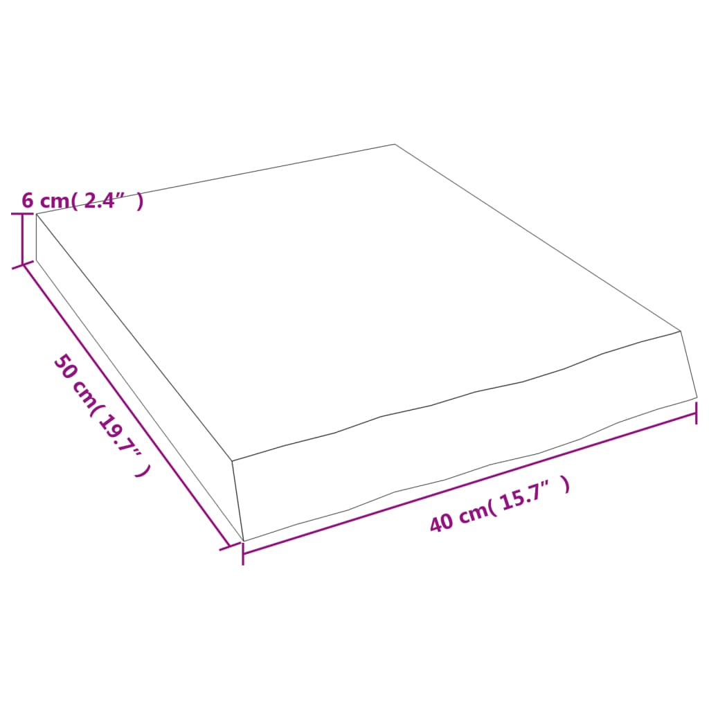 Kupaonska radna ploča 40x50x(2-6) cm netretirano masivno drvo