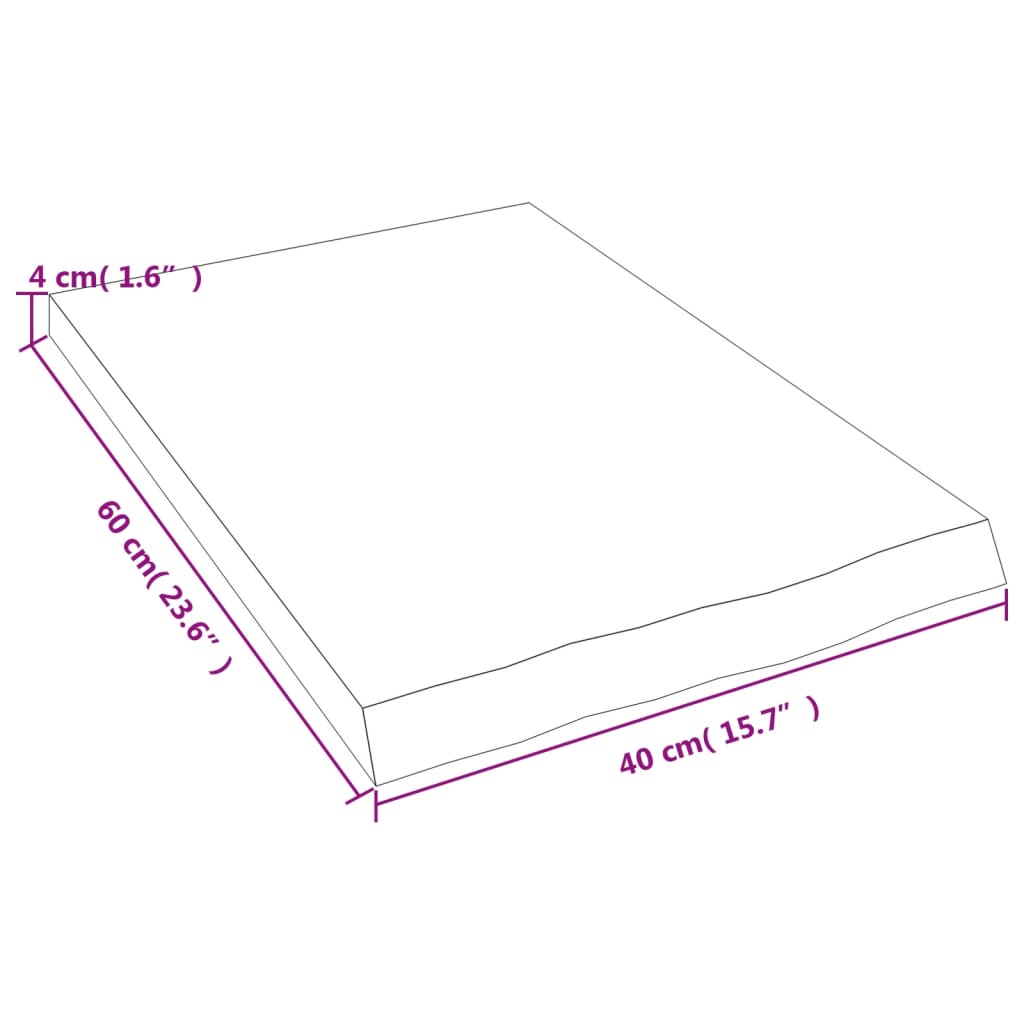 Kupaonska radna ploča 40x60x(2-4) cm netretirano masivno drvo