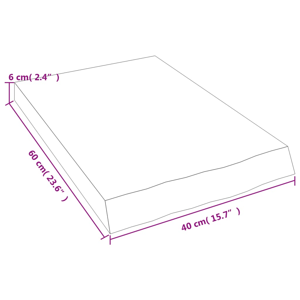 Kupaonska radna ploča 40x60x(2-6) cm netretirano masivno drvo