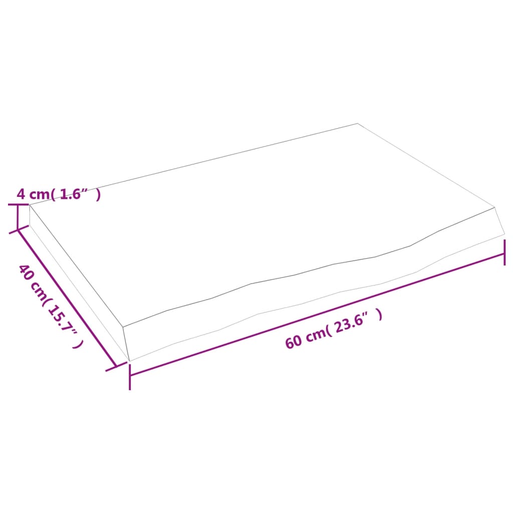 Kupaonska radna ploča 60x40x(2-4) cm netretirano masivno drvo