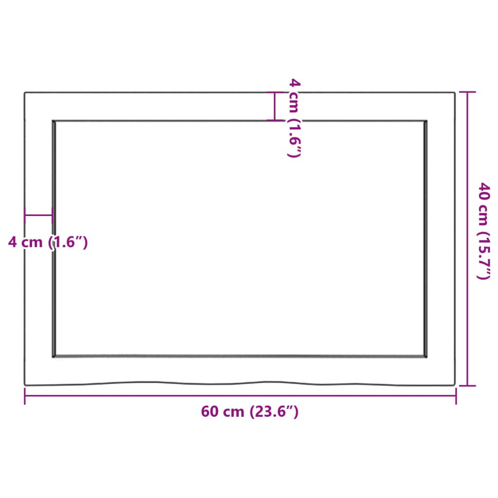 Kupaonska radna ploča 60x40x(2-4) cm netretirano masivno drvo