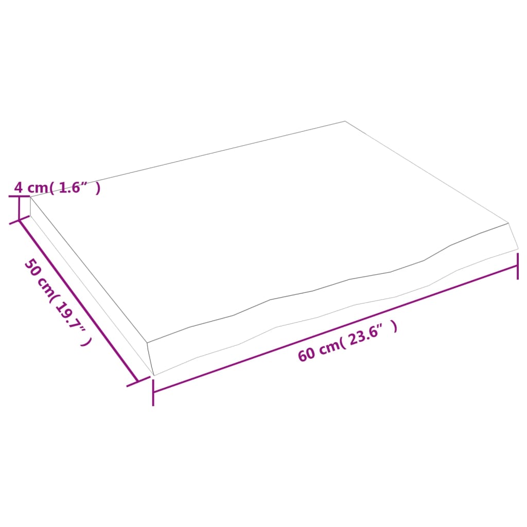 Kupaonska radna ploča 60x50x(2-4) cm netretirano masivno drvo