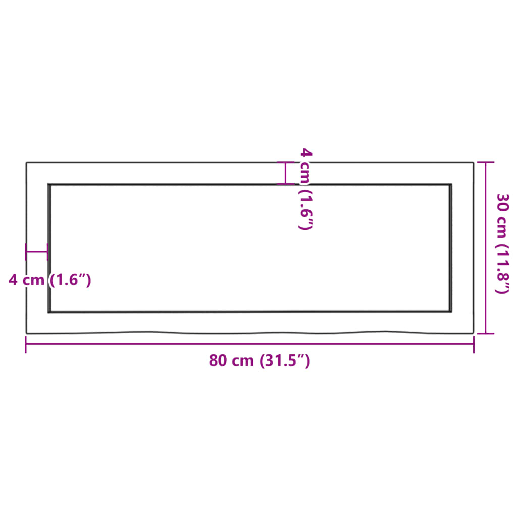 Kupaonska radna ploča 80x30x(2-4) cm netretirano masivno drvo