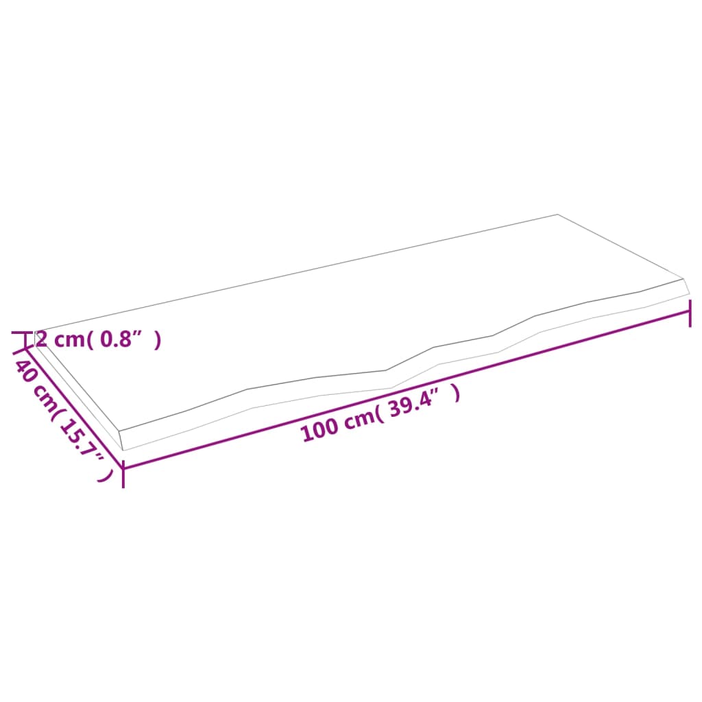 Kupaonska radna ploča 100 x 40 x 2 cm netretirano masivno drvo