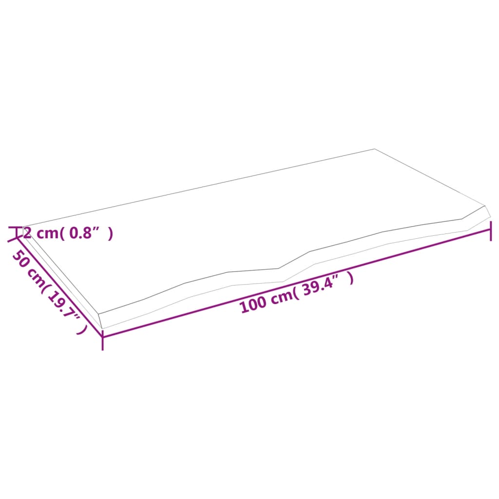 Kupaonska radna ploča 100x50x2 cm netretirano masivno drvo