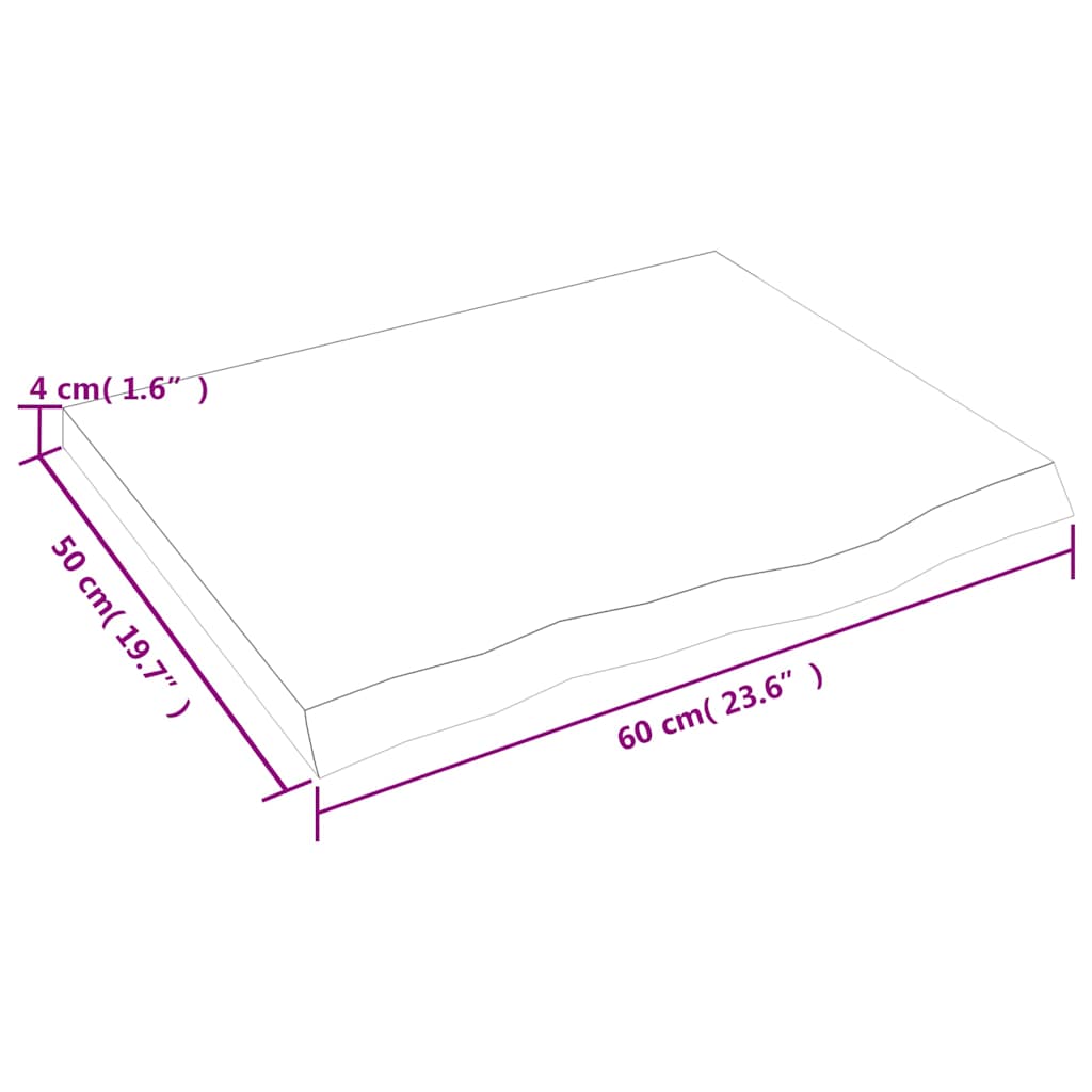Kupaonska radna ploča svjetlosmeđa 60x50x(2-4) cm masivno drvo