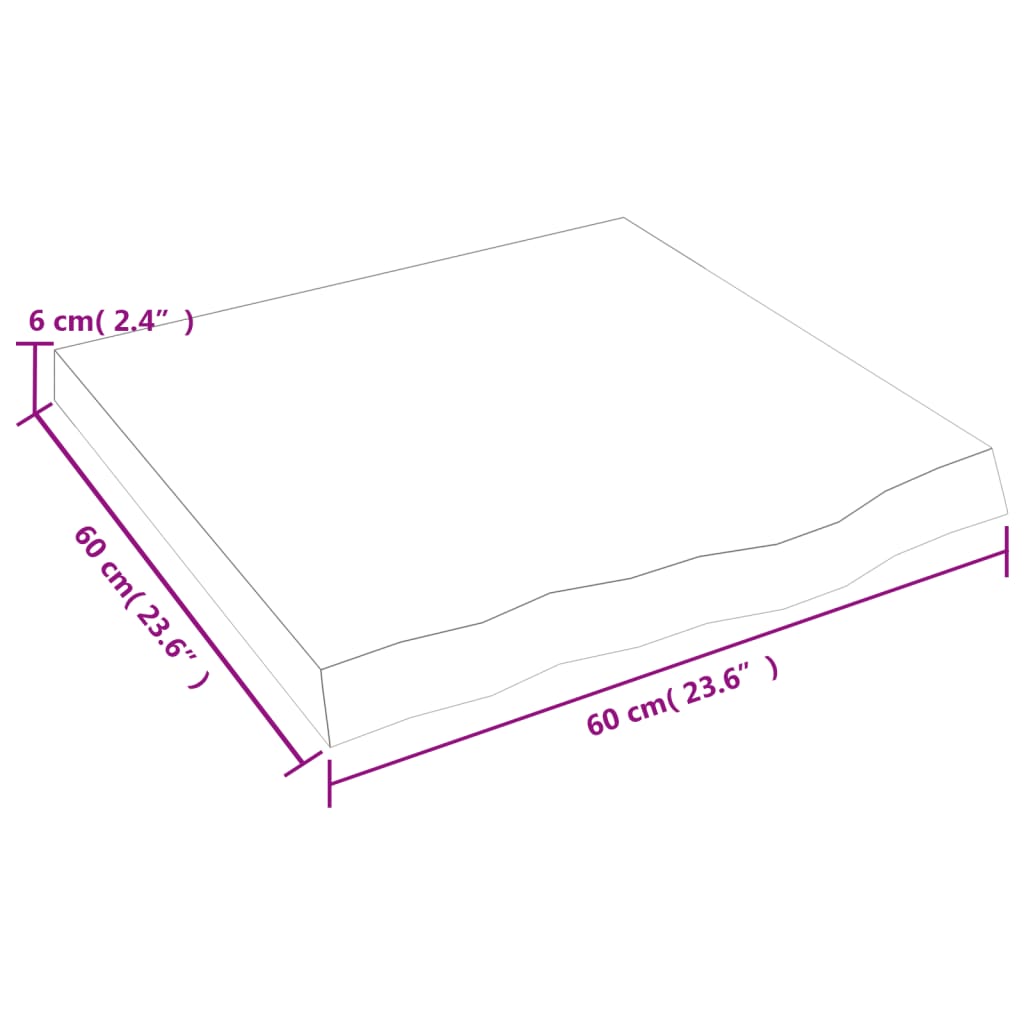 Kupaonska radna ploča svjetlosmeđa 60x60x(2-6) cm masivno drvo